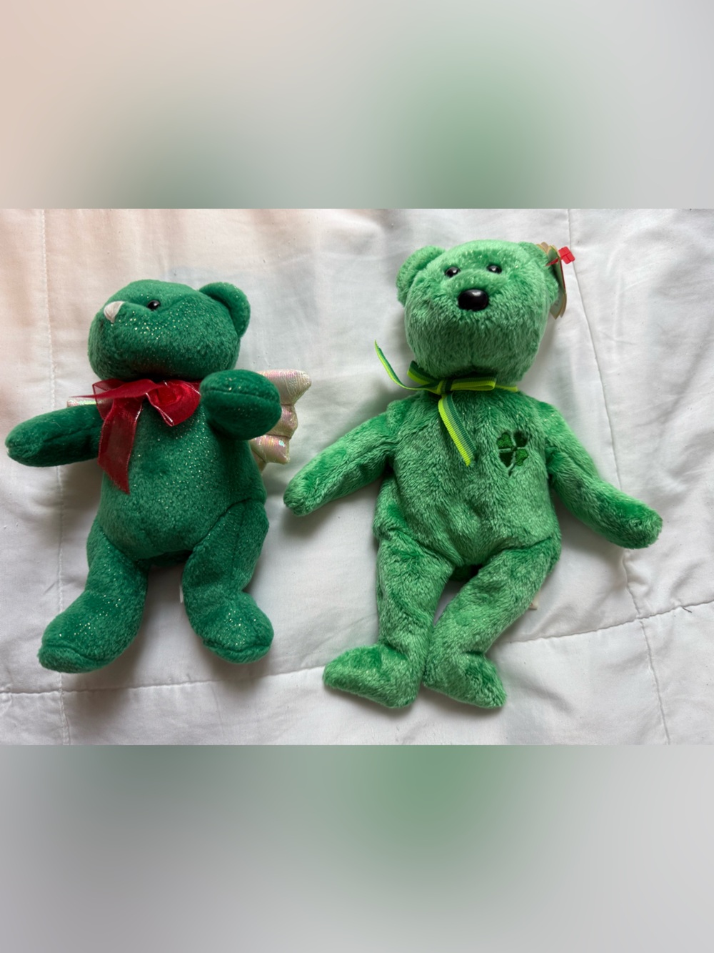 TY Beanie Babies Green Bears Hark & Dublin